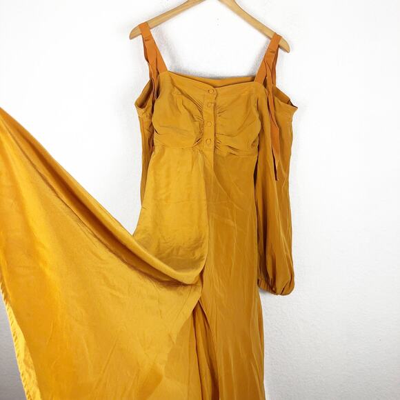 NWOT Silvia Tcherassi Magnolia Silk Midi Dress Small Cold Shoulder Button Front - Picture 12 of 13